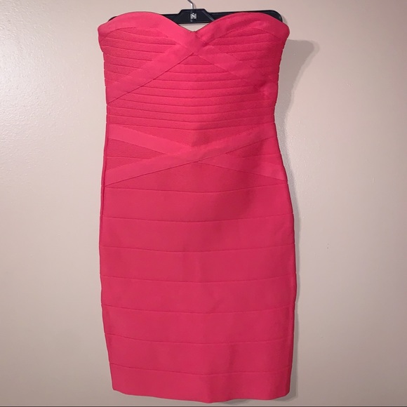 Hot Miami Styles Dresses & Skirts - Coral strapless sweetheart bandage dress NWOT!!